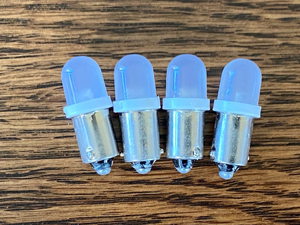 4 New White FROSTED Bayonet LED Lamp Light Bulbs 6v 6.3v 8v #47 #44 #1847
