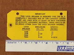 Western Electric 728 754 756 755 Speaker Tag Original