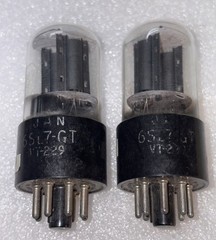 Pair RCA 6SL7GT VT-229 Mil Spec JAN Round Plate Foil Getter Tubes TV7 Strong