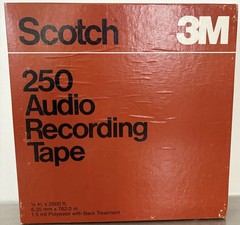 Scotch (3M) 250 Audio Recording Tape 1/4” x 2500’ Metal/Aluminum Reel 10.5” Dia.