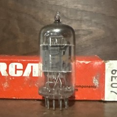 RCA 6EU7 Grey Ribbed Plate Halo Getter NOS Tube Tested 100%