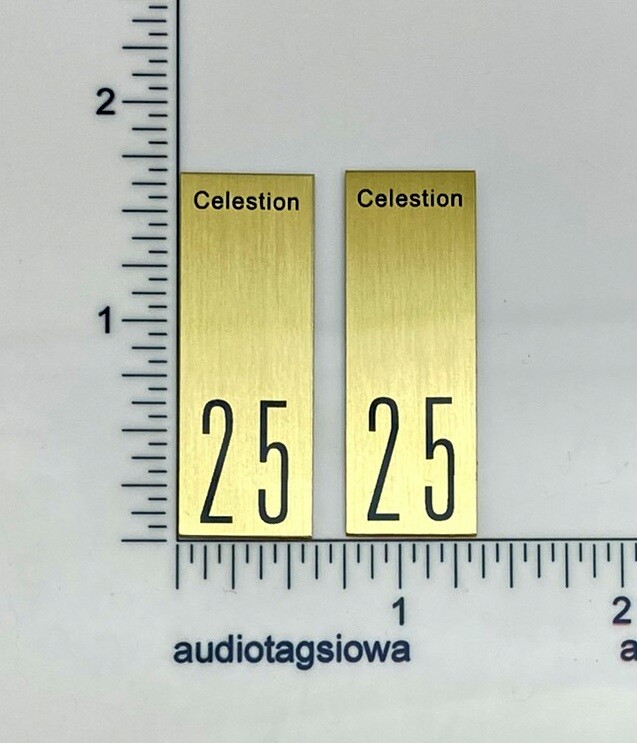 Celestion 25 Speaker Badge Logo Emblem Pair Gold Aluminum Custom Made