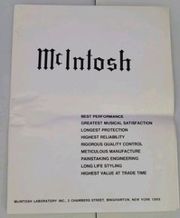 Vintage 1970’S McIntosh Hifi Audio Catalog MAC 1900 Sales Catalog Brochure
