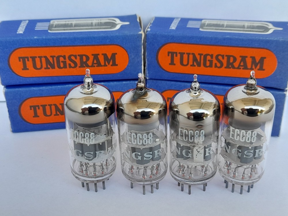 4x ECC88 / 6DJ8 audio tubes TUNGSRAM – NOS – ECC 88 – 1960s