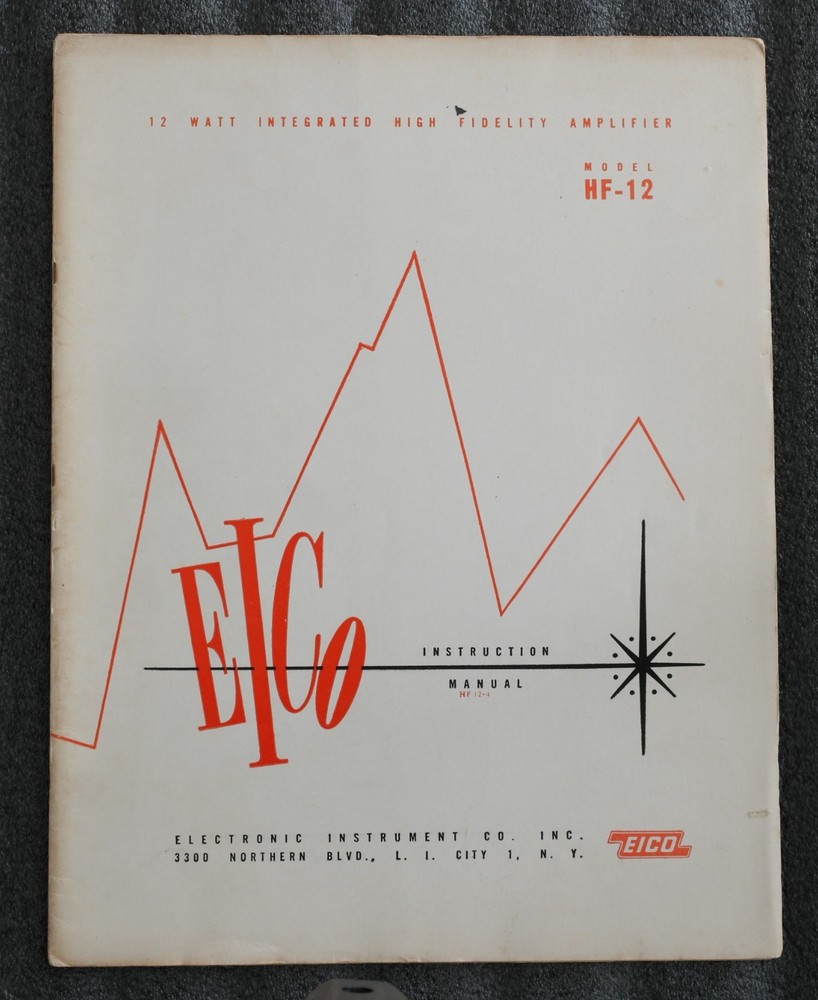 Original Instrustion Manual for EICO HF-12 Amplifier