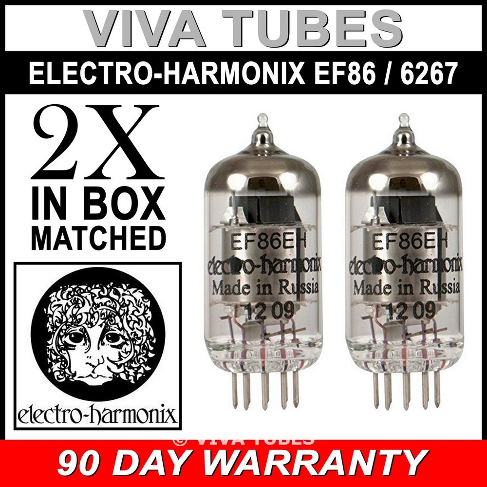 Brand New Gain Matched Pair (2) Electro-Harmonix EF86 / 6267 Vacuum Tubes