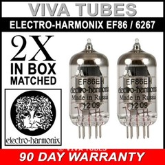 Brand New Gain Matched Pair (2) Electro-Harmonix EF86 / 6267 Vacuum Tubes