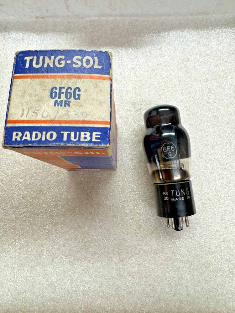 NOS NIB 1940’s Tung-Sol Black Glass 6F6G MR Output Tube