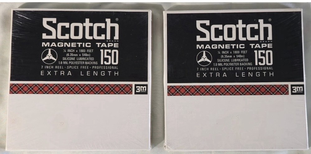 SEALED SCOTCH Magnetic 150 Blank Reel To Reel 7” Tape 1/4” x 1800 Ft – LOT OF 2
