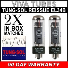 Brand New Tung-Sol Reissue EL34B Plate Current Matched Pair (2) Vacuum Tubes