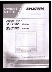 Sylvania Color TV / DVD SSC132 SSC192 13 or 19 inch VINTAGE Owner’s Manual ONLY