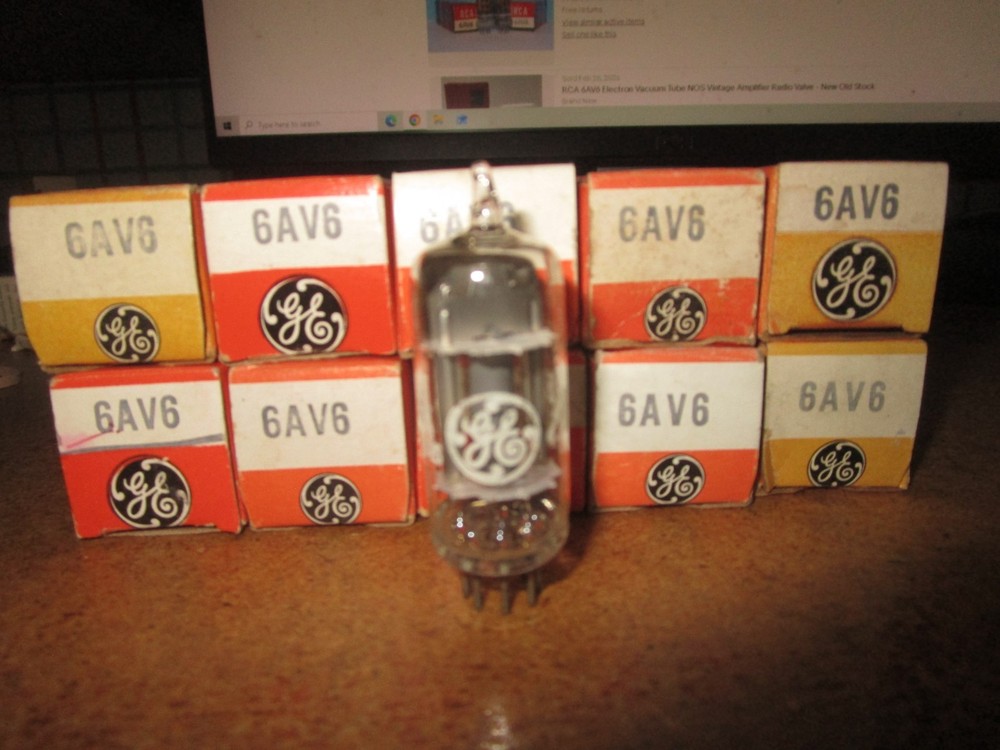 (10) Mint Matched NOS NIB GE 6AV6 Radio Audio Tubes