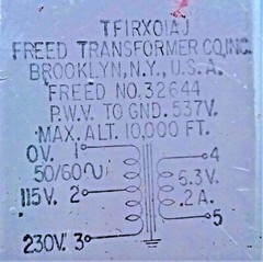 FREED Filament Transformer 115V – 230V @ 6.3V @ .2A