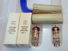 MAZDA 12AX7 ECC83 tube 2 pcs Made in France 1958 Chrome plate Tested Silver