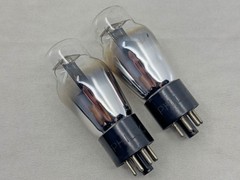 (2) Philco 6J5G Tubes Black Plates Engraved Base Late 1930s Tests NOS Amplitrex