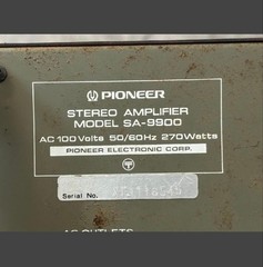 Pioneer SA-9900 Vintage Stereo Integrated Amplifier For Parts Repair Japan