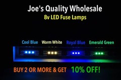 (50)LED FUSE LAMP 8v-GREEN,BLUE, WHITE/2230/4270/4420/RECEIVER/2385 4300/Marantz