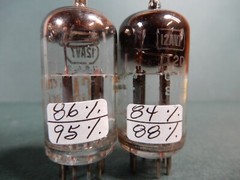 RCA Black & Gray 12AV7 VTG Vacuum Tubes Qty 6 Amplitrex Tested 76-112% Gm