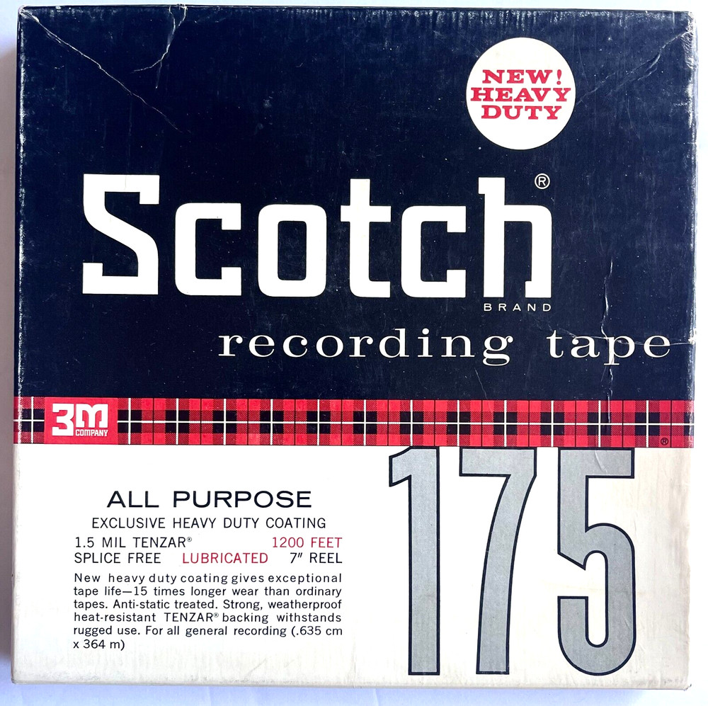 SCOTCH 3M MAGNETIC RECORDING TAPE 7″ REELS 175 HEAVY DUTY 1/4″ x 1200 ft. USED