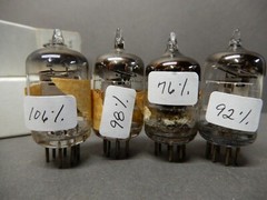 RCA 5654 6AK5 Vacuum Tubes (4) Amplitrex Tested 76% 92% 98% and 106% Gm