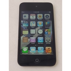 Apple iPod Touch 4th Generation Chrome & Black w Cable | Power Tested & Working