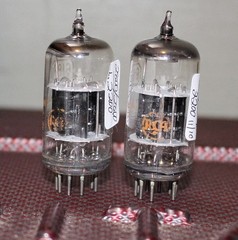 RCA JRC 6189 12AU7 WA PERFECT MATCH PAIR BLK PLT S RODS TEST NOS++ 1963