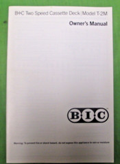 BIC T 2M CASSETTE DECK OWNERS MANUAL FOR TWO SPEED DECK ORIGINAL OLD NEW STOCK