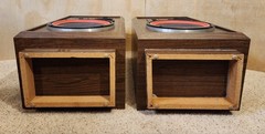 Pair of Vintage Cerwin Vega AT-12 Floor 3-Way Speakers Original Covers Tested