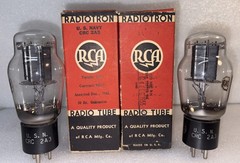 Matched Pair RCA USN CRC 2A3 Dual D Getter Tubes Amplitrex NOS Same Dates 1942