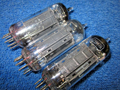 3pcs RCA 12BH7A BLACK Ribbed Plate D-Getter Tubes 12BH7