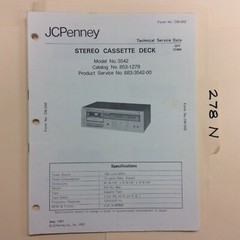 JC Penney 3542 Service Manual Original Repair Book Stereo Tape Player