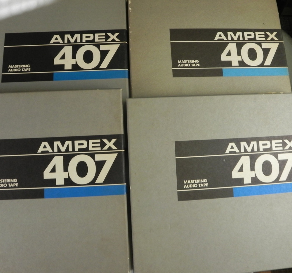 Lot of 4 Ampex 407 Mastering Tape 1/4″ x 10-1/2″ Reel to Reel /Metal Reel NAB