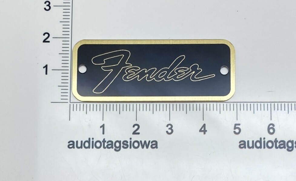 Fender Transitional Logo for Amp or Case Badge Custom Made Black/Gold Aluminum