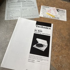 Technics SL-B20 Record Player Turntable Operating Instructions Panasonic JAPAN