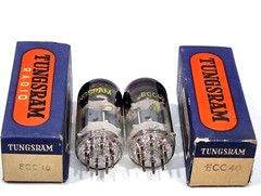 ECC40 TUNGSRAM DOUBLE TRIODE TUBE SOLID GETTER NEW / 2 Pcs