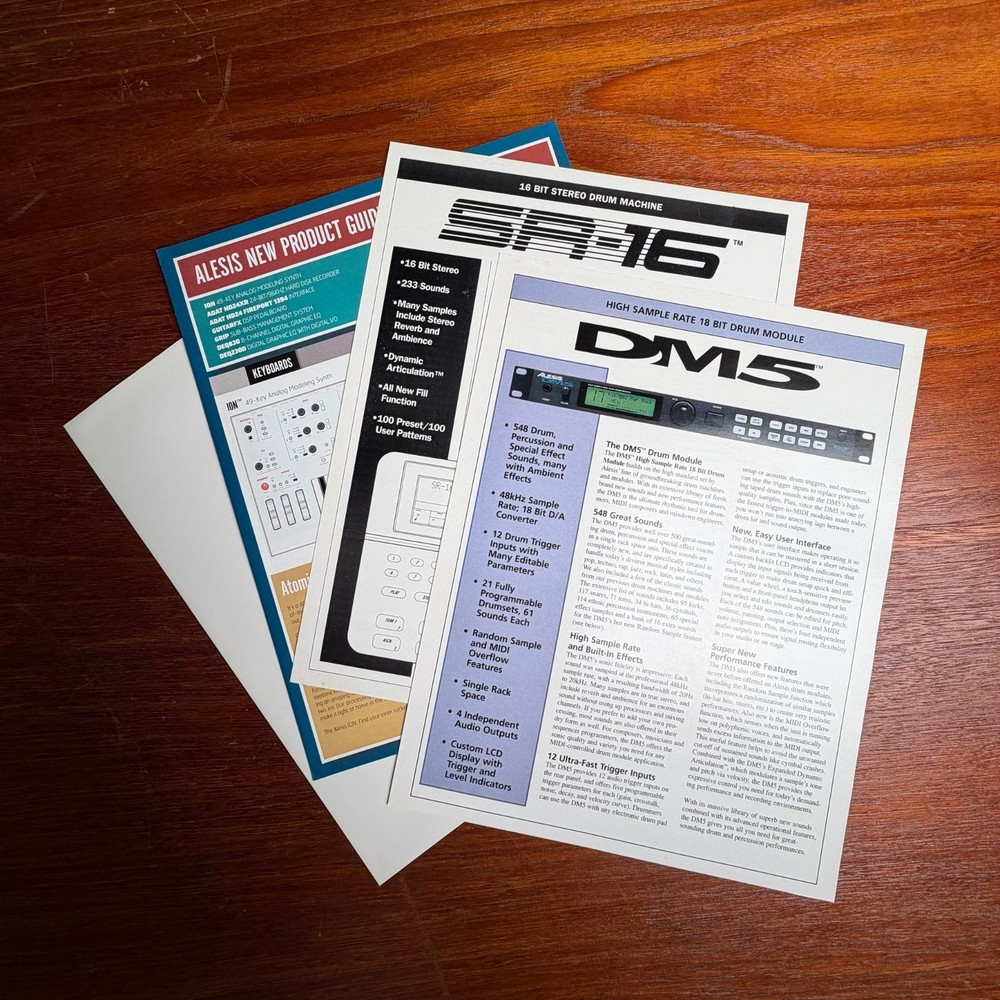 VINTAGE ALESIS MISC INFORMATIONAL BROCHURES AND AIRFX POSTER