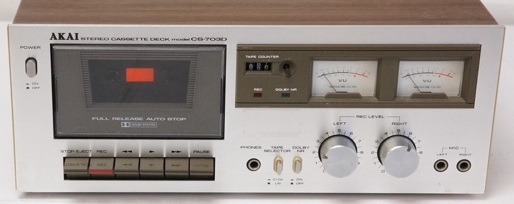 Akai Stereo Cassette Desk Vintage CS-703D- Tested & Working!