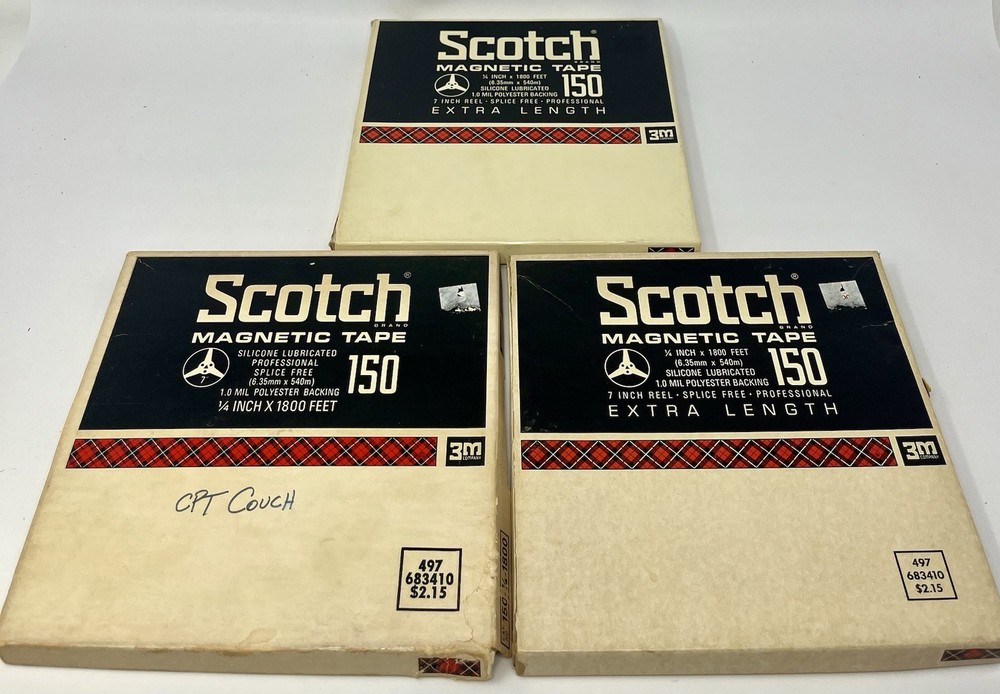 Lot of 3 Vintage Scotch 3M Magnetic Tape 150, 1/4″ x 1800′, Reel To Reel