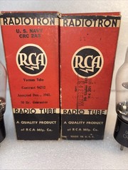 Matched Pair RCA USN CRC 2A3 Dual D Getter Tubes Amplitrex NOS Same Dates 1942