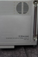 Emerson VR22 Portable CRT TV FM AM Radio 1985 Japan Leather Case Battery Pack