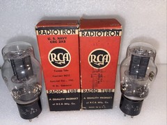 Matched Pair RCA USN CRC 2A3 Dual D Getter Tubes Amplitrex NOS Same Dates 1942
