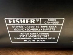 Vintage Fisher CR-4025 Cassette Deck