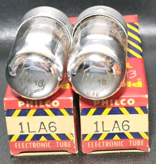 Date Matched Pair Philco 1LA6 Transoceanic Loctal Vacuum Tubes Tested NOS ON TV7