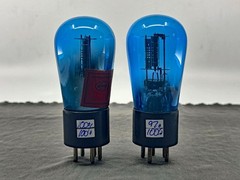 Matched Pair Arcturus No 127 Blue Globe Tube Engraved Base Tests Strong