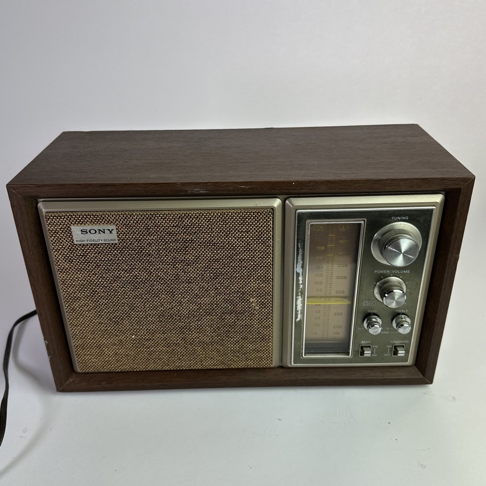 Sony ICF-9550W Radio AM/FM High Fidelity Sound 1970s VTG Real Wood Cabinet