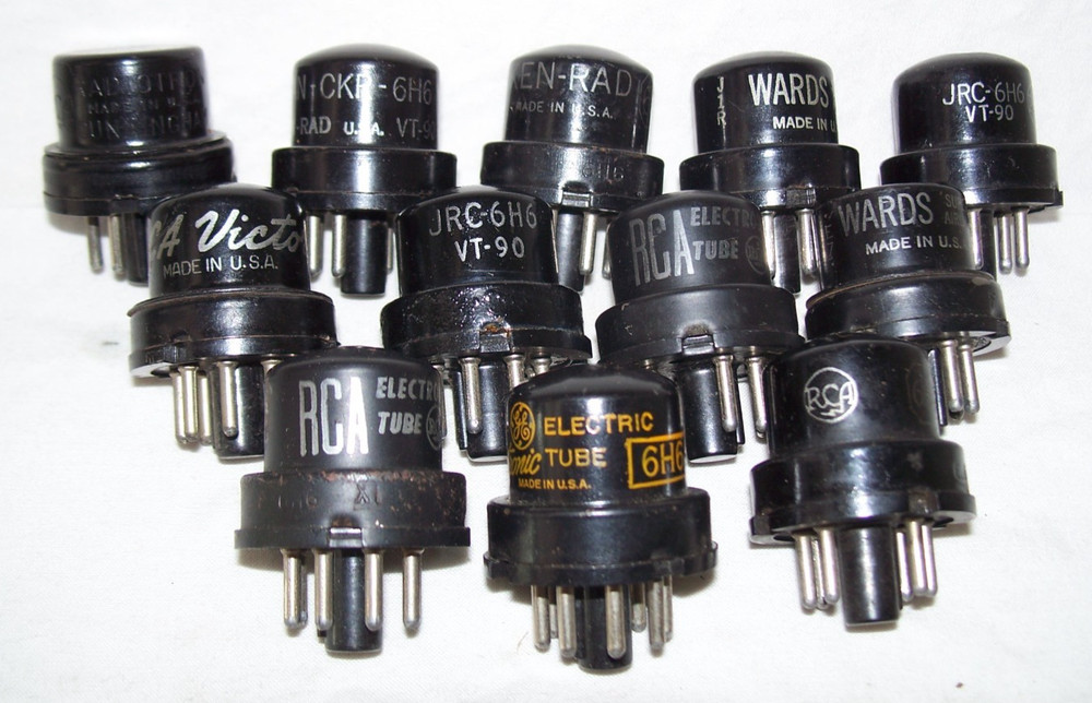 Lot of (12) 6H6 tubes,radio,VT-90,metal can,6H6GT,RCA,GE,Ken-Rad,Wards