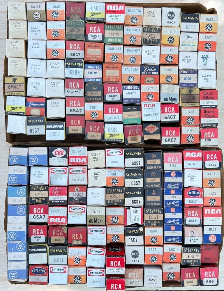 Vacuum Tube Lot 154 6sh7 6ss7 6sa7 6h6 6ac7 6au4 6ad10 RCA Sylvania Tung Sol GE