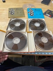 Lot Of 4 Reel To Reel 2 AMPEX 341 & 2 Recco Magnetic Reel to Reel Recording Tape
