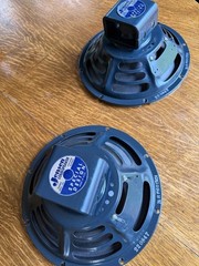 Matching Pair Teal 1958 Jensen P10Q Speakers 8 ohm Ribbed Cone