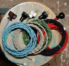 8′ Twisted Cloth Covered Wire & Plug, Vintage Light Rewire Kit, Lamp Cord, rayon